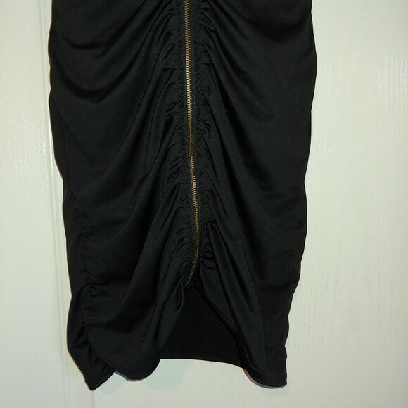 House of Dereon Black Full Zip Short Sleeve Goth Grunge Rocker Chick Dress M - Picture 5 of 12